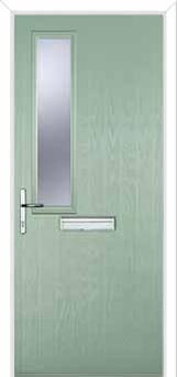 Mid Square (off set) Glazed Composite Front Door in Chartwell Green