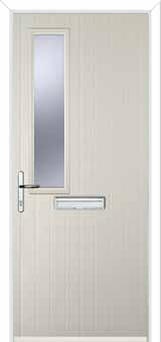 Mid Square (off set) Glazed Composite Front Door in Cream