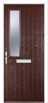 Mid Square (off set) Glazed Composite Front Door in Darkwood