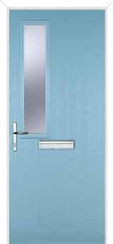Mid Square (off set) Glazed Composite Front Door in Duck Egg Blue