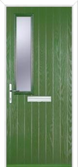 Mid Square (off set) Glazed Composite Front Door in Fern Green