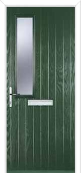 Mid Square (off set) Glazed Composite Front Door in Green