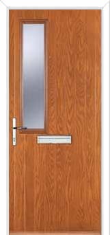 Mid Square (off set) Glazed Composite Front Door in Oak
