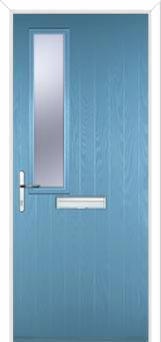 Mid Square (off set) Glazed Composite Front Door in Pastel Blue