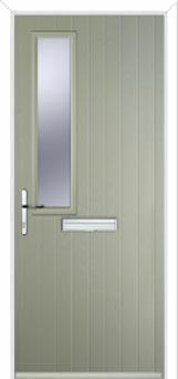 Mid Square (off set) Glazed Composite Front Door in Pebble Grey