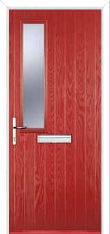 Mid Square (off set) Glazed Composite Front Door in Red