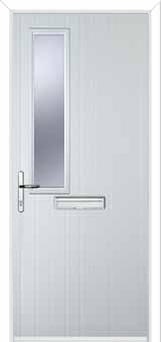 Mid Square (off set) Glazed Composite Front Door in White
