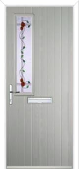 Mid Square (off set) Mackintosh Rose Composite Front Door in Agate Grey
