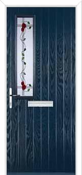 Mid Square (off set) Mackintosh Rose Composite Front Door in Dark Blue