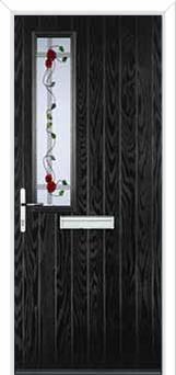 Mid Square (off set) Mackintosh Rose Composite Front Door in Black