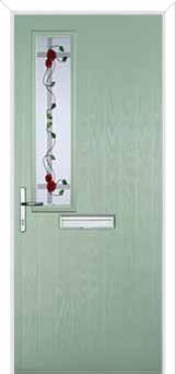 Mid Square (off set) Mackintosh Rose Composite Front Door in Chartwell Green