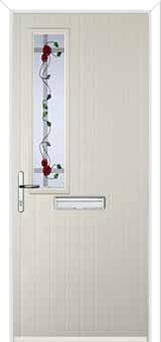 Mid Square (off set) Mackintosh Rose Composite Front Door in Cream