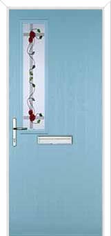 Mid Square (off set) Mackintosh Rose Composite Front Door in Duck Egg Blue