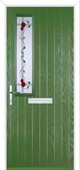 Mid Square (off set) Mackintosh Rose Composite Front Door in Fern Green