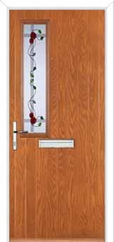 Mid Square (off set) Mackintosh Rose Composite Front Door in Oak