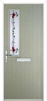 Mid Square (off set) Mackintosh Rose Composite Front Door in Pebble Grey