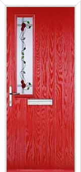 Mid Square (off set) Mackintosh Rose Composite Front Door in Poppy Red