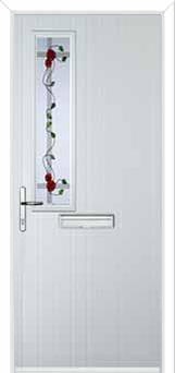 Mid Square (off set) Mackintosh Rose Composite Front Door in White
