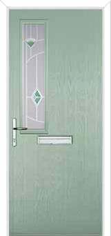 Mid Square (off set) Murano Composite Front Door in Chartwell Green
