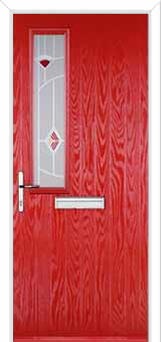 Mid Square (off set) Murano Composite Front Door in Poppy Red