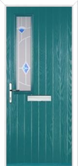 Mid Square (off set) Murano Composite Front Door in Turquoise Blue