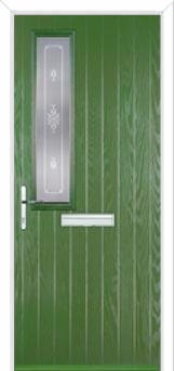 Mid Square (off set) Staxton Composite Front Door in Fern Green