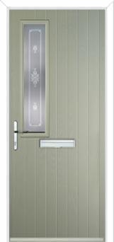 Mid Square (off set) Staxton Composite Front Door in Pebble Grey