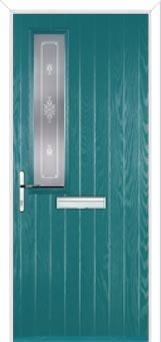 Mid Square (off set) Staxton Composite Front Door in Turquoise Blue