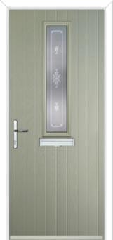 Mid Square (centre) Staxton Composite Front Door in Pebble Grey