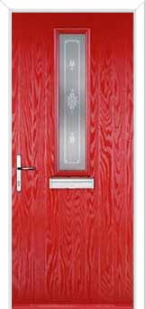 Mid Square (centre) Staxton Composite Front Door in Poppy Red