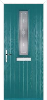 Mid Square (centre) Staxton Composite Front Door in Turquoise Blue