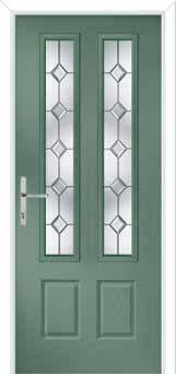 Oulton Crystal Diamond Composite Front Door in Chartwell Green