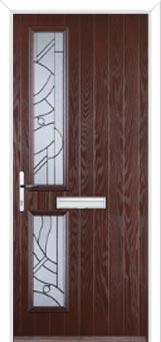 Twin Square Abstract Composite Front Door in Darkwood