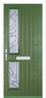 Twin Square Abstract Composite Front Door in Fern Green