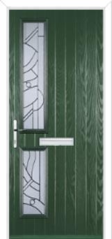 Twin Square Abstract Composite Front Door in Green