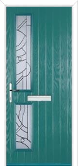 Twin Square Abstract Composite Front Door in Turquoise Blue
