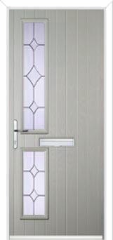 Twin Square Crystal Diamond Composite Front Door in Agate Grey