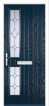 Twin Square Crystal Diamond Composite Front Door in Dark Blue
