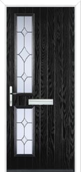 Twin Square Crystal Diamond Composite Front Door in Black
