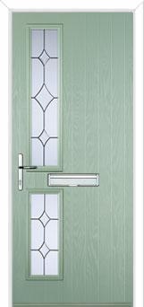 Twin Square Crystal Diamond Composite Front Door in Chartwell Green