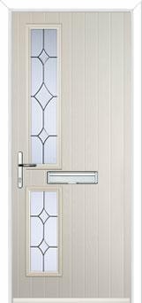 Twin Square Crystal Diamond Composite Front Door in Cream