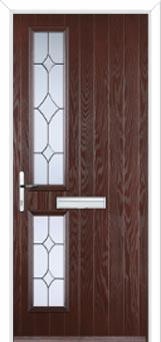 Twin Square Crystal Diamond Composite Front Door in Darkwood
