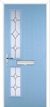 Twin Square Crystal Diamond Composite Front Door in Duck Egg Blue