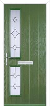 Twin Square Crystal Diamond Composite Front Door in Fern Green