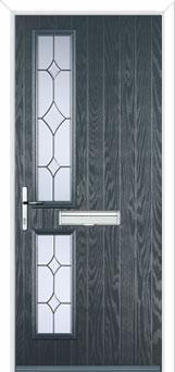 Twin Square Crystal Diamond Composite Front Door in Anthracite Grey