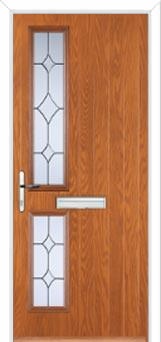 Twin Square Crystal Diamond Composite Front Door in Oak