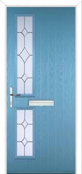 Twin Square Crystal Diamond Composite Front Door in Pastel Blue
