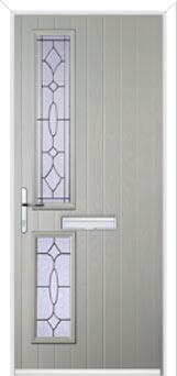 Twin Square Zinc/Brass Art Clarity Composite Front Door in Agate Grey