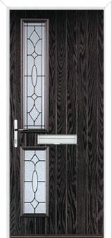Twin Square Zinc/Brass Art Clarity Composite Front Door in Black Brown