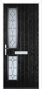 Twin Square Zinc/Brass Art Clarity Composite Front Door in Black